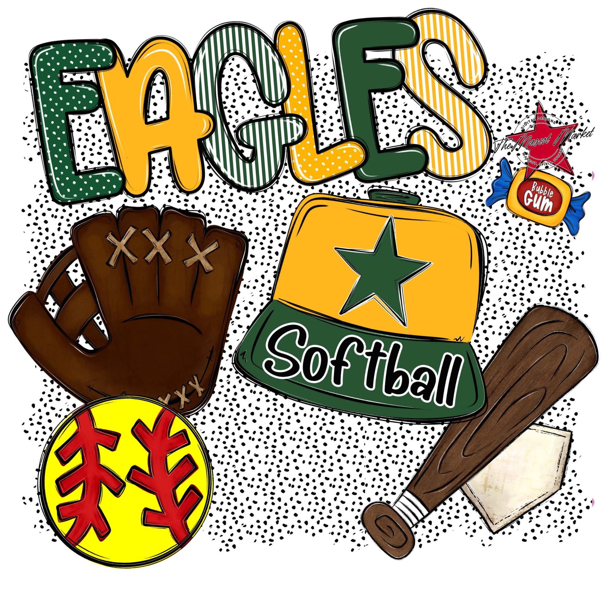 Eagles Softball Spirit-Green & Yellow