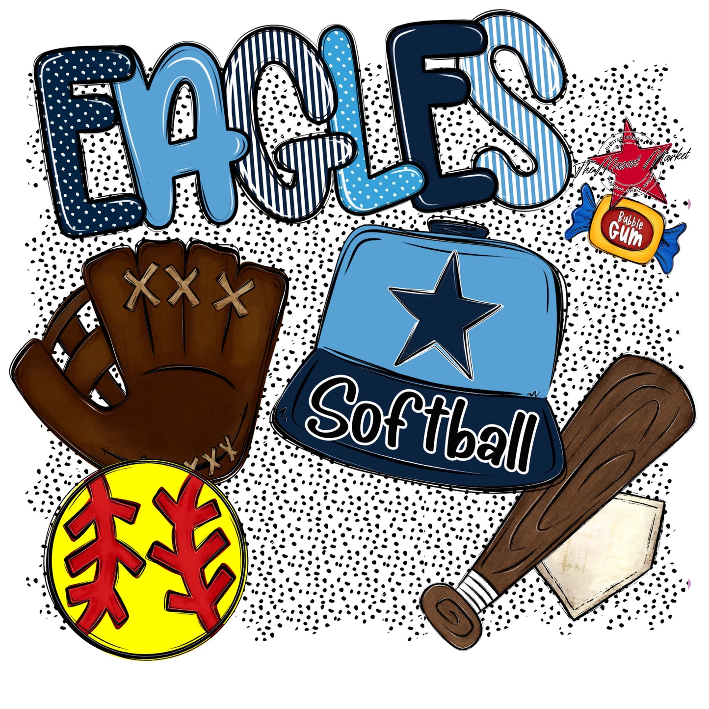 Eagles Softball Spirit-Navy & Carolina Blue