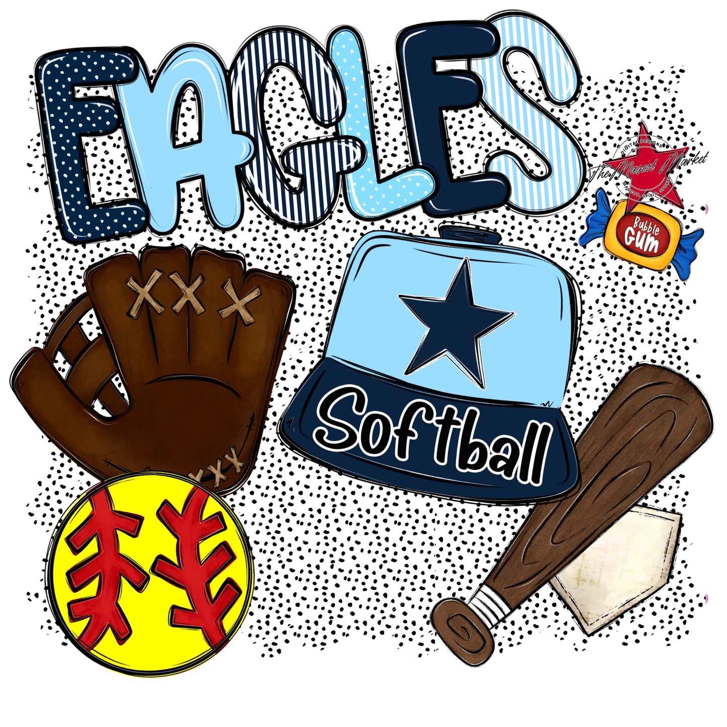 Eagles Softball Spirit-Navy & Columbia Blue