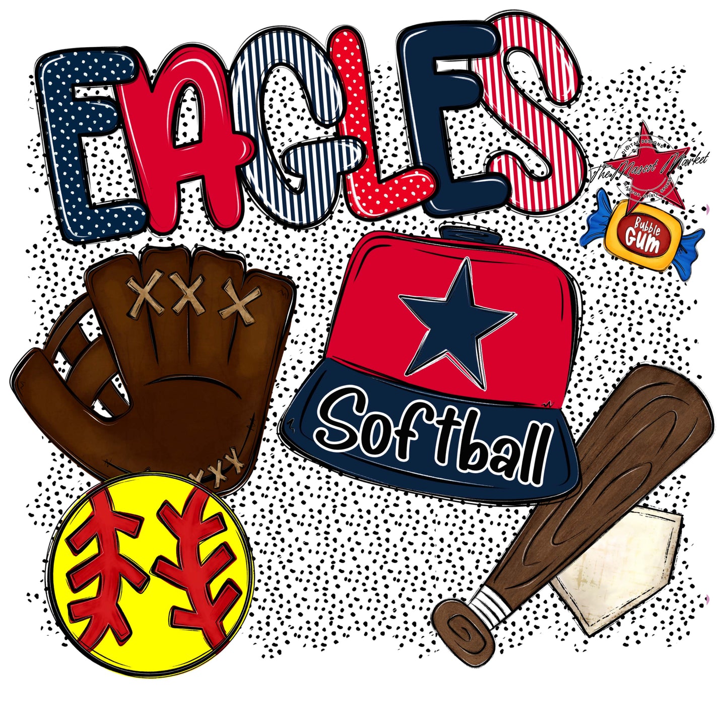 Eagles Softball Spirit-Navy & Red