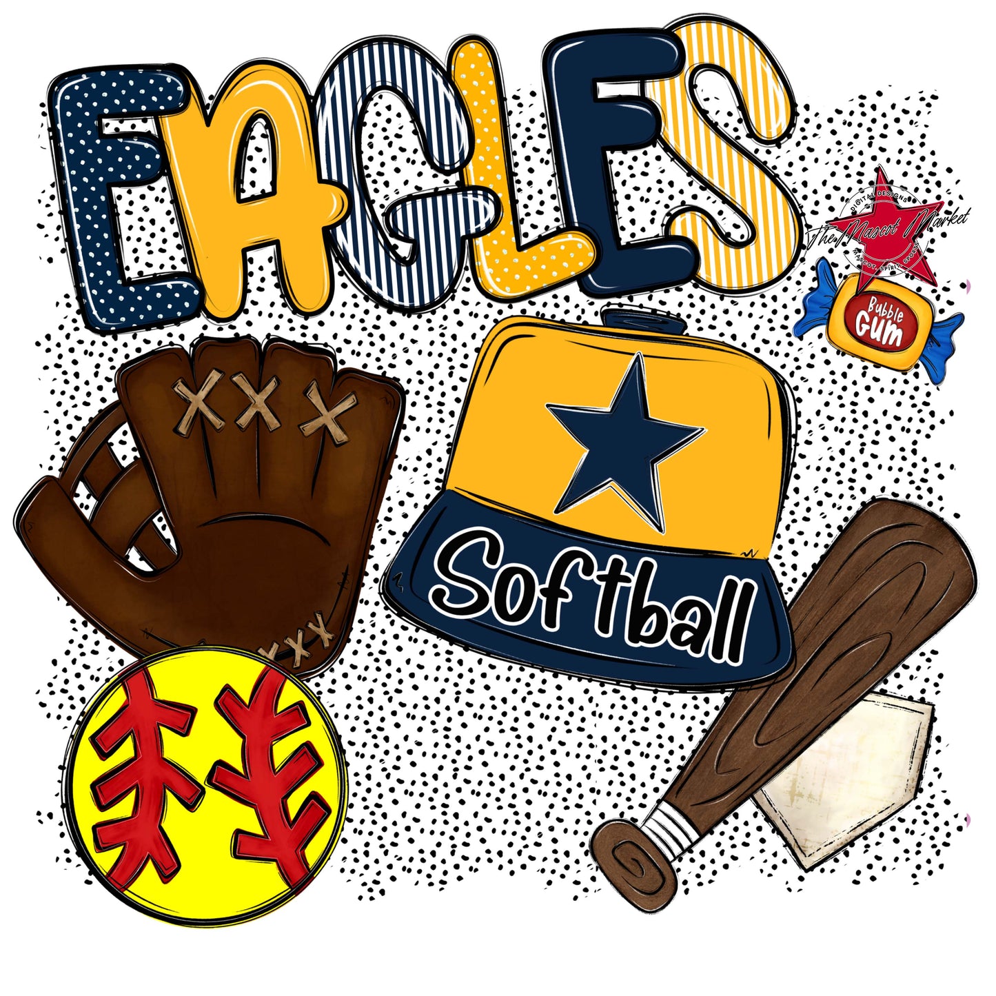 Eagles Softball Spirit-Navy & Yellow