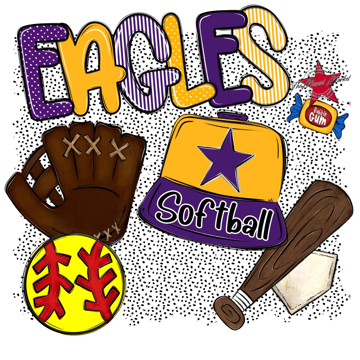 Eagles Softball Spirit-Purple & Yellow