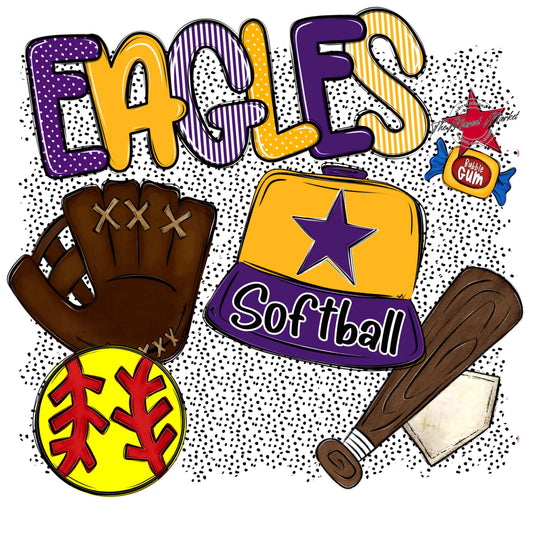 Eagles Softball Spirit-Purple & Yellow