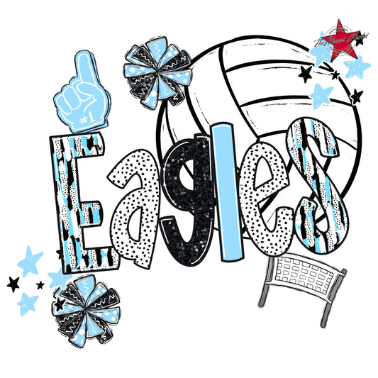 Eagles Volleyball Scrape-Columbia Blue