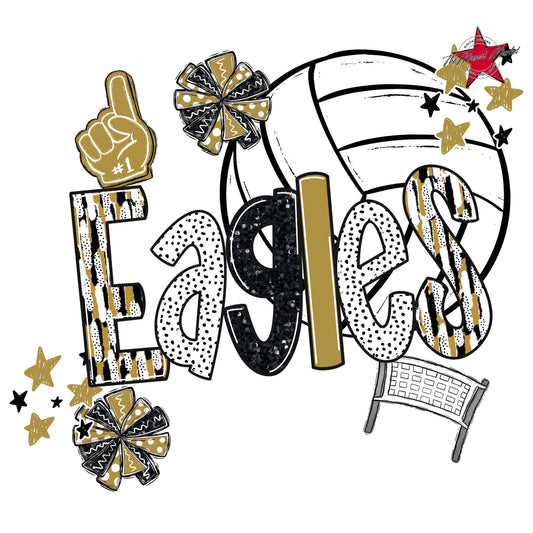 Eagles Volleyball Scrape-Gold