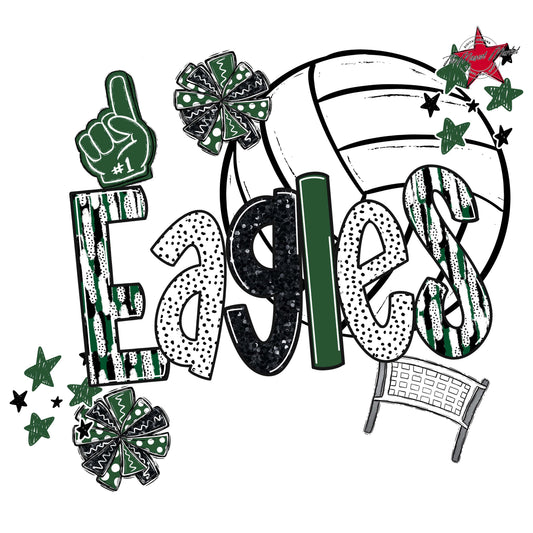 Eagles Volleyball Scrape-Green