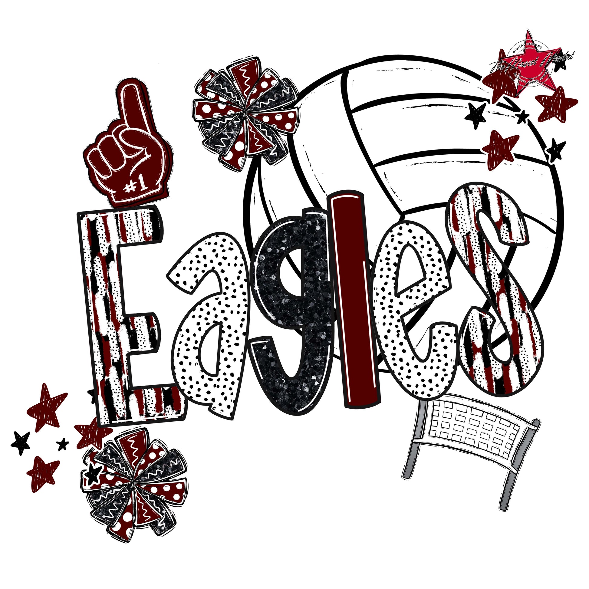 Eagles Volleyball Scrape-Maroon