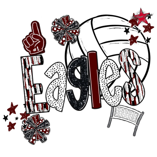 Eagles Volleyball Scrape-Maroon