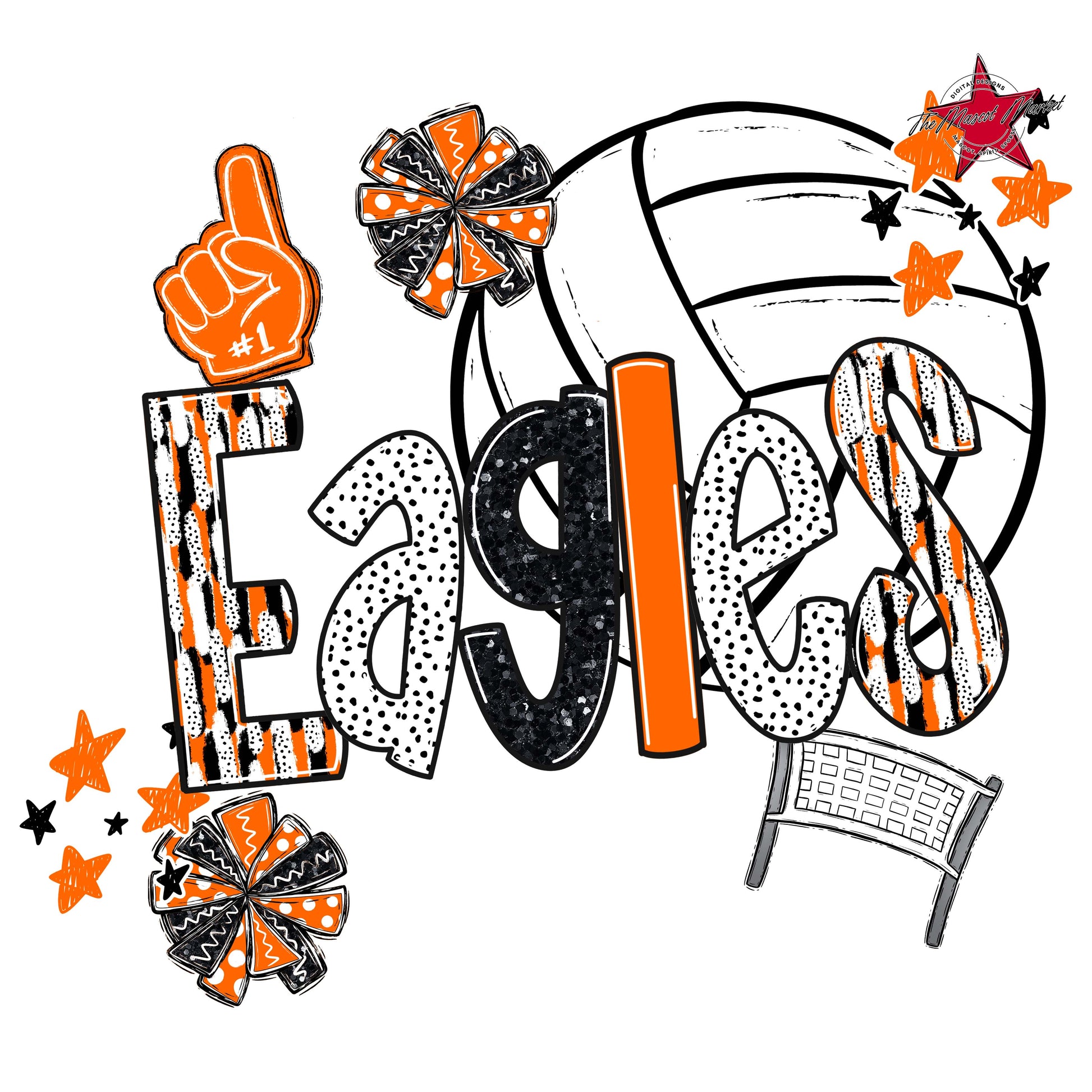 Eagles Volleyball Scrape-Orange