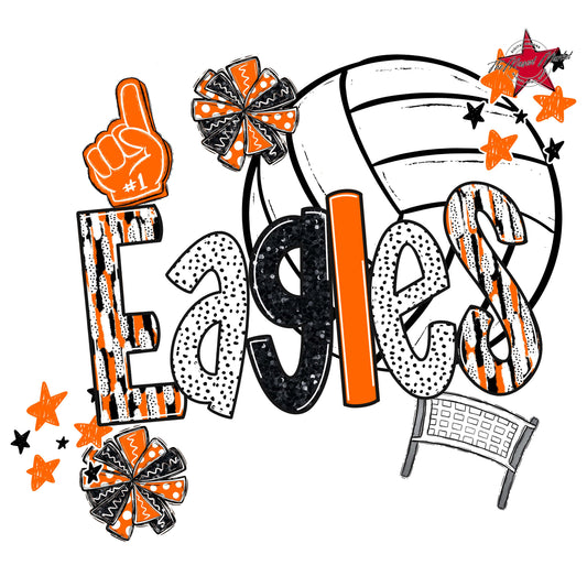 Eagles Volleyball Scrape-Orange