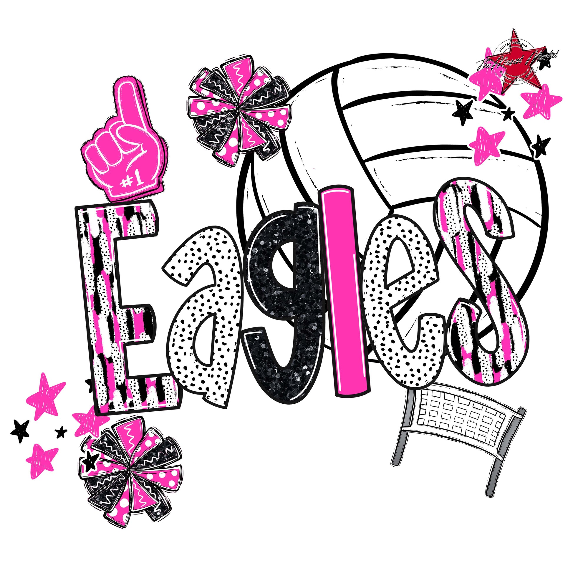 Eagles Volleyball Scrape-Pink