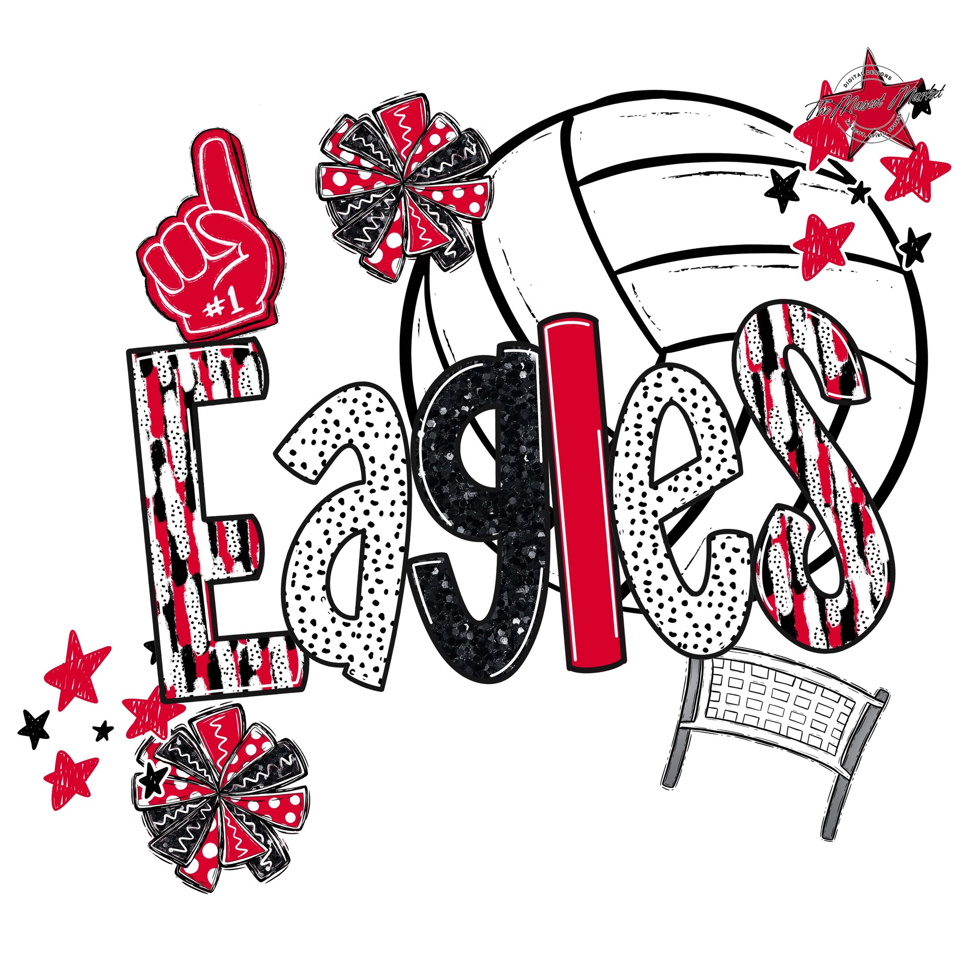 Eagles Volleyball Scrape-Red