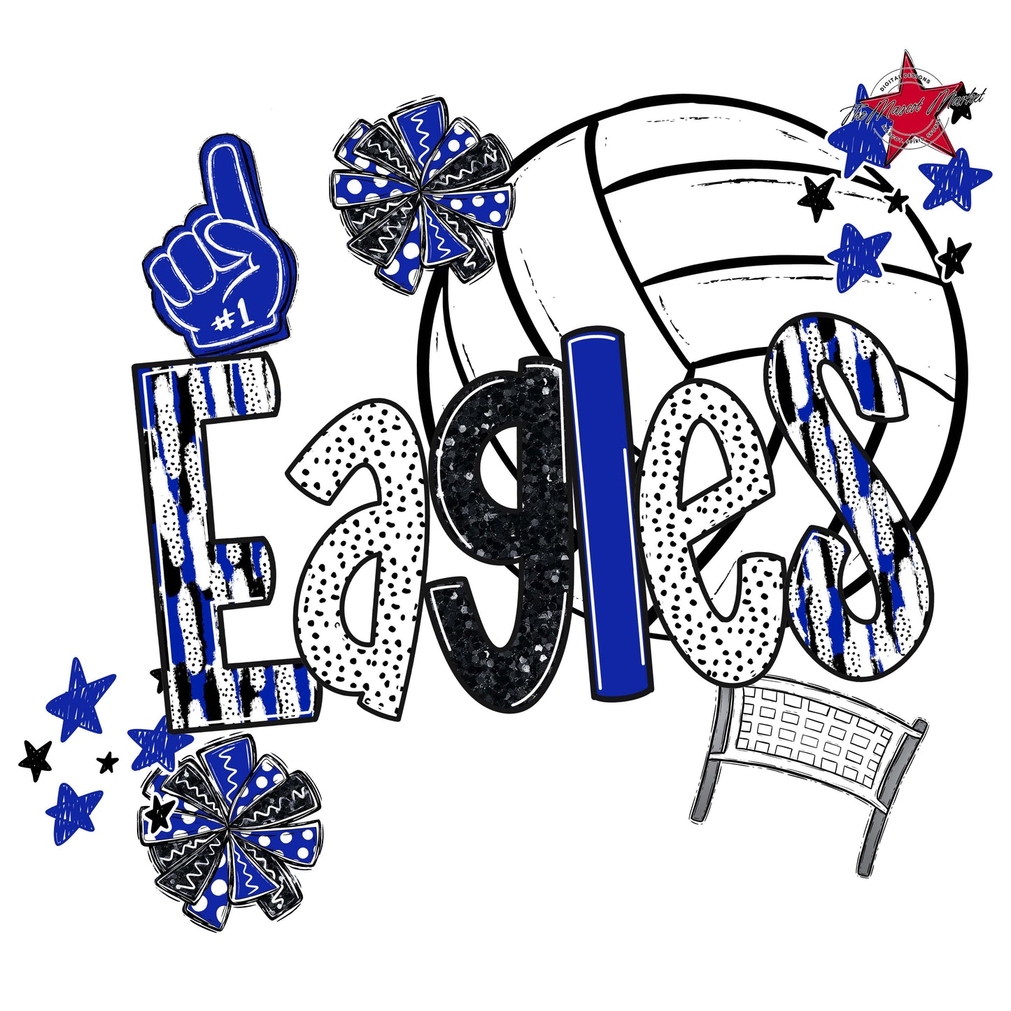 Eagles Volleyball Scrape-Royal Blue