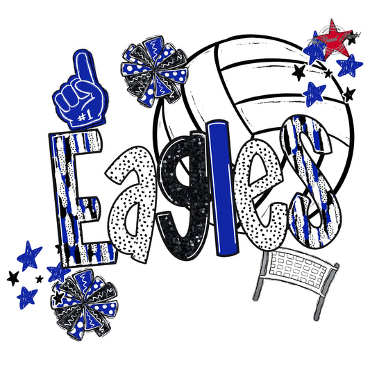 Eagles Volleyball Scrape-Royal Blue