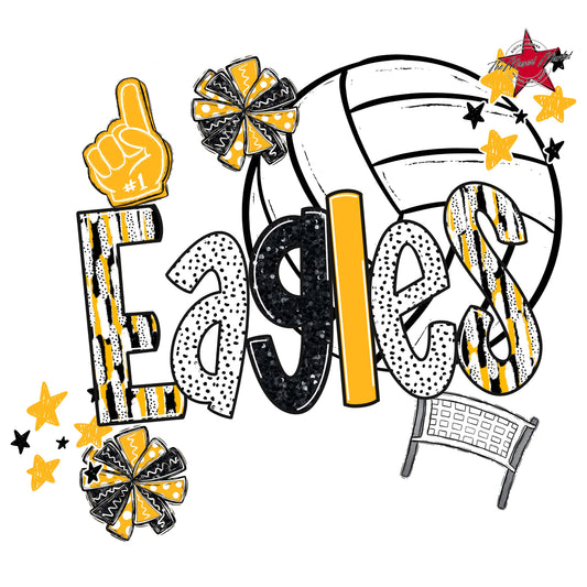 Eagles Volleyball Scrape-Yellow