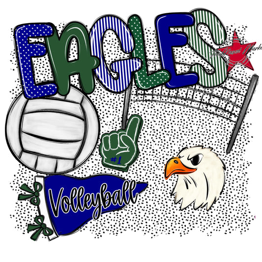 Eagles Volleyball Spirit-Blue & Green