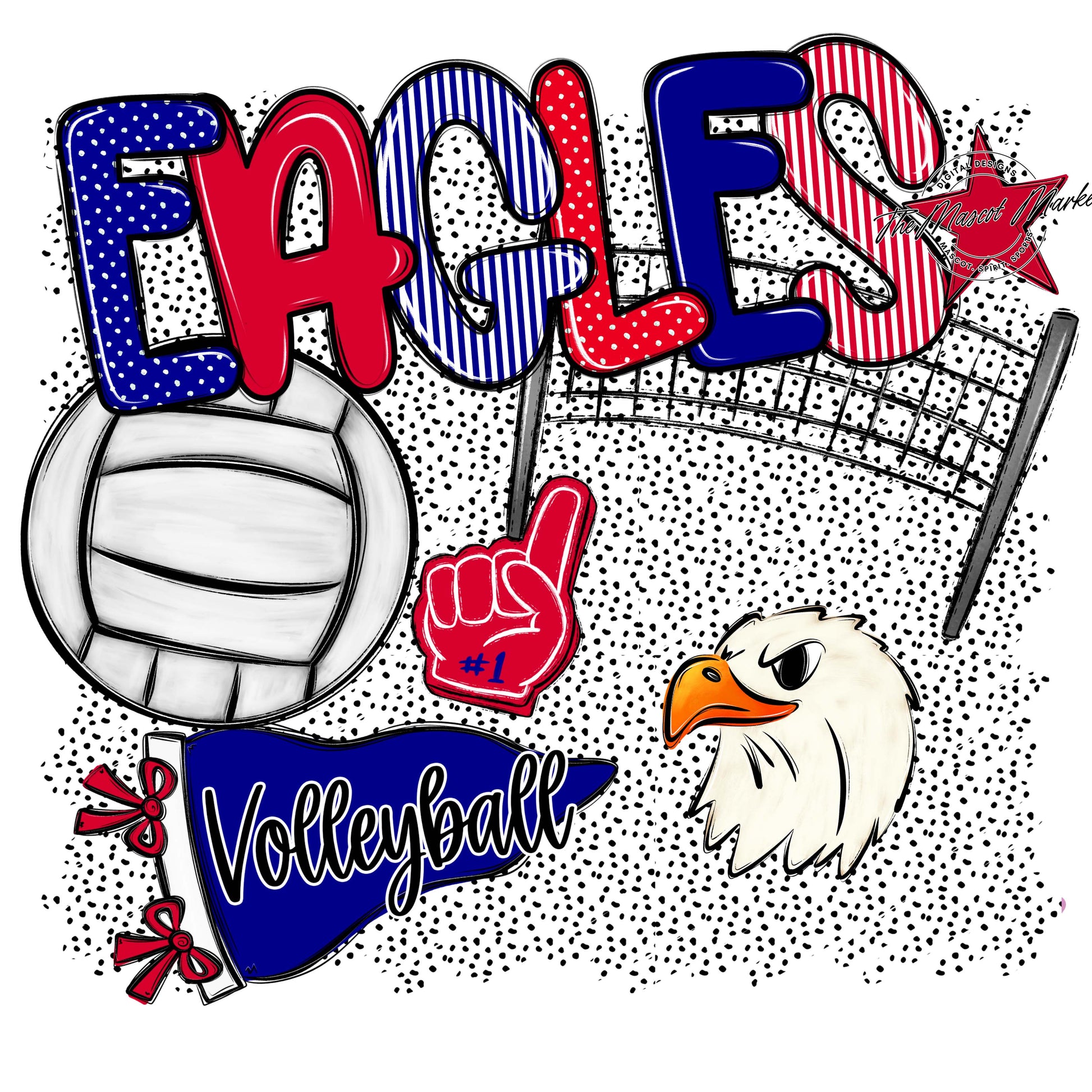 Eagles Volleyball Spirit-Blue & Red
