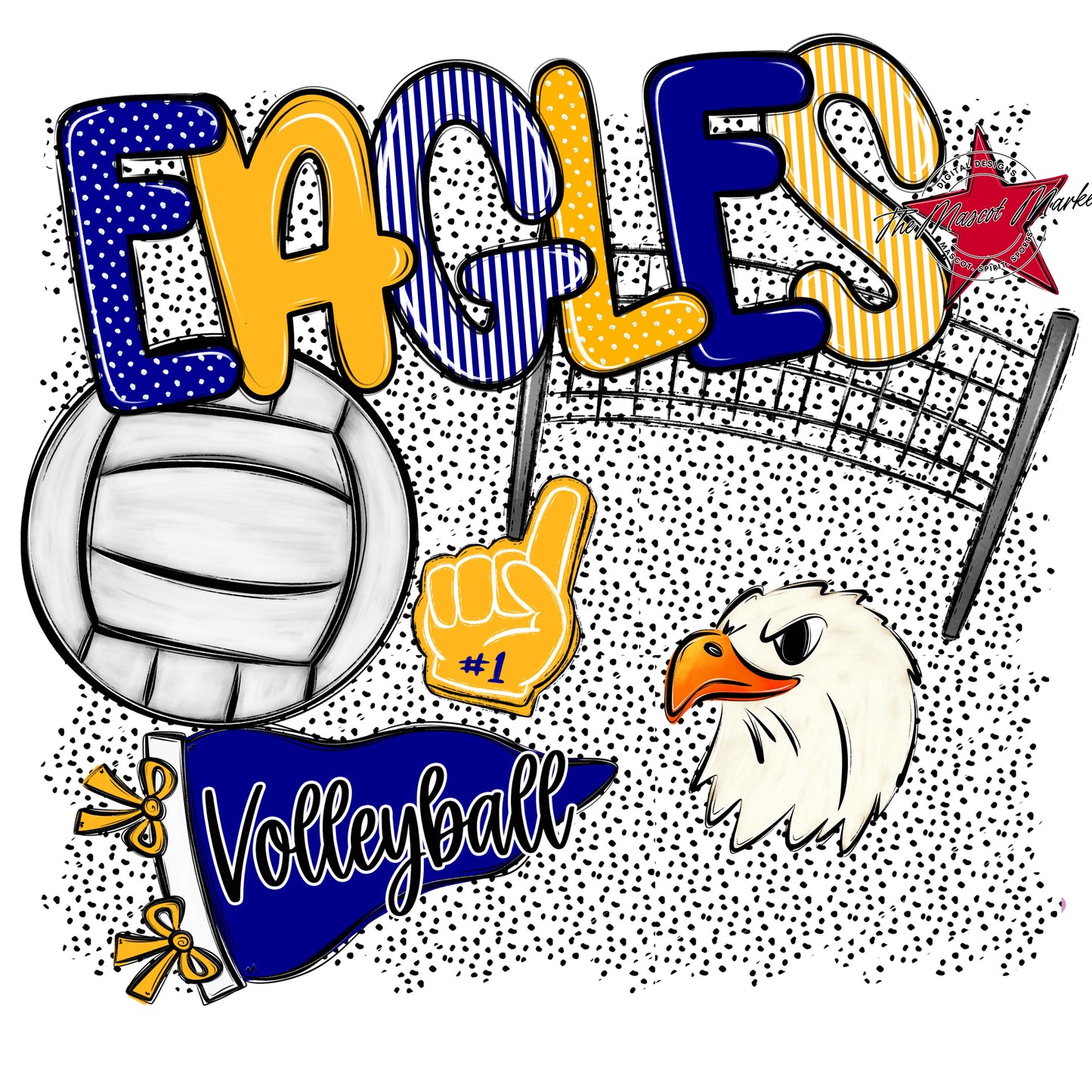Eagles Volleyball Spirit-Blue & Yellow