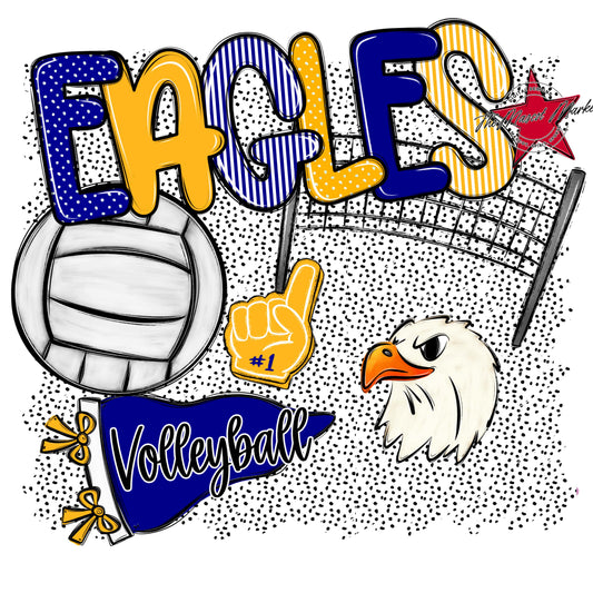 Eagles Volleyball Spirit-Blue & Yellow