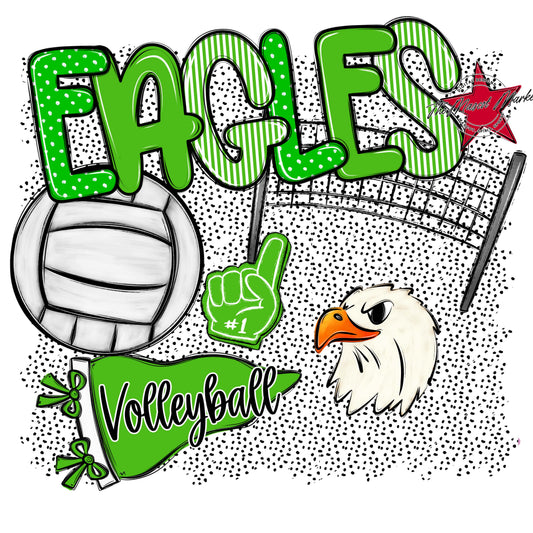 Eagles Volleyball Spirit-Bright Green