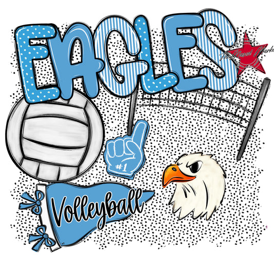 Eagles Volleyball Spirit-Carolina Blue