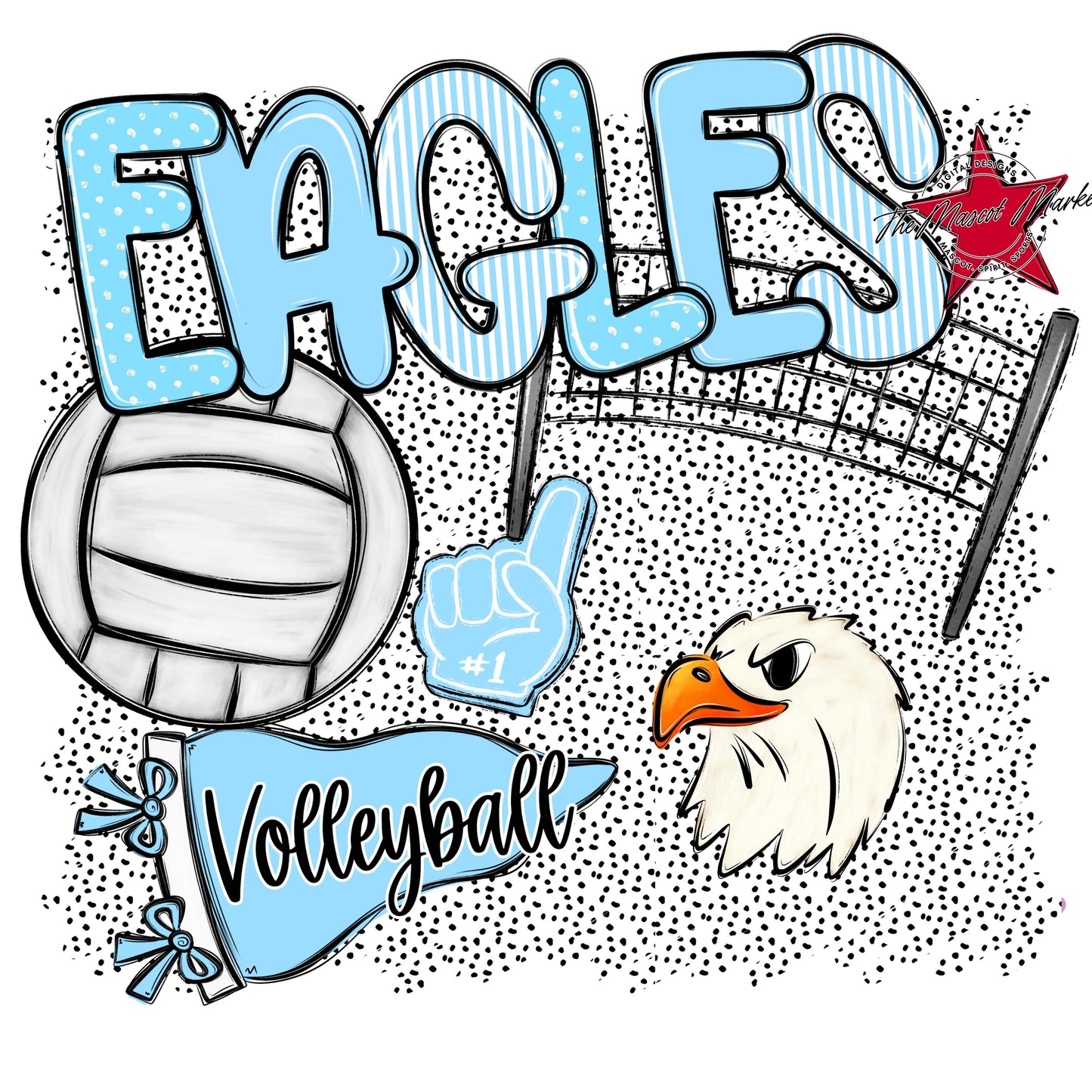 Eagles Volleyball Spirit-Columbia Blue
