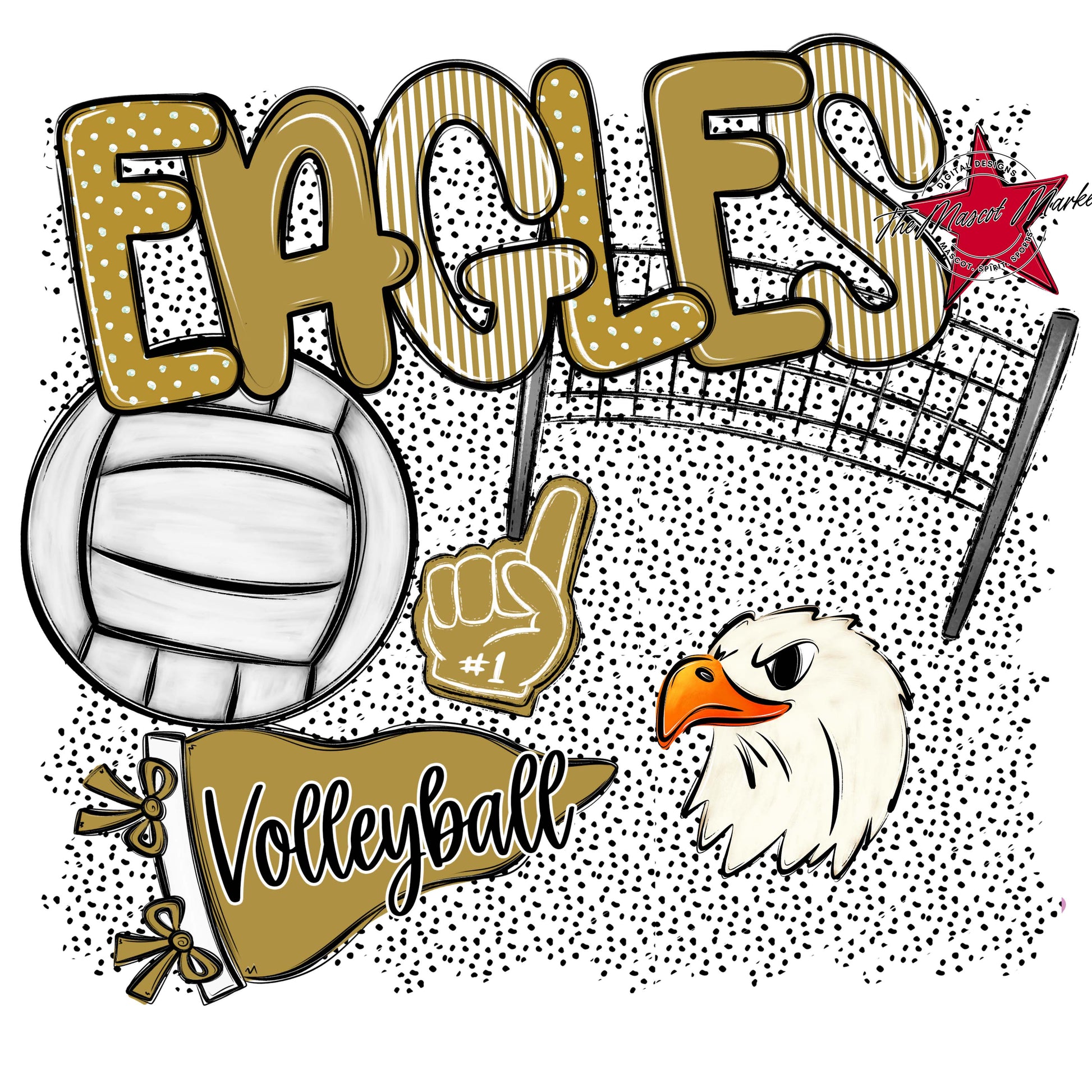 Eagles Volleyball Spirit-Gold