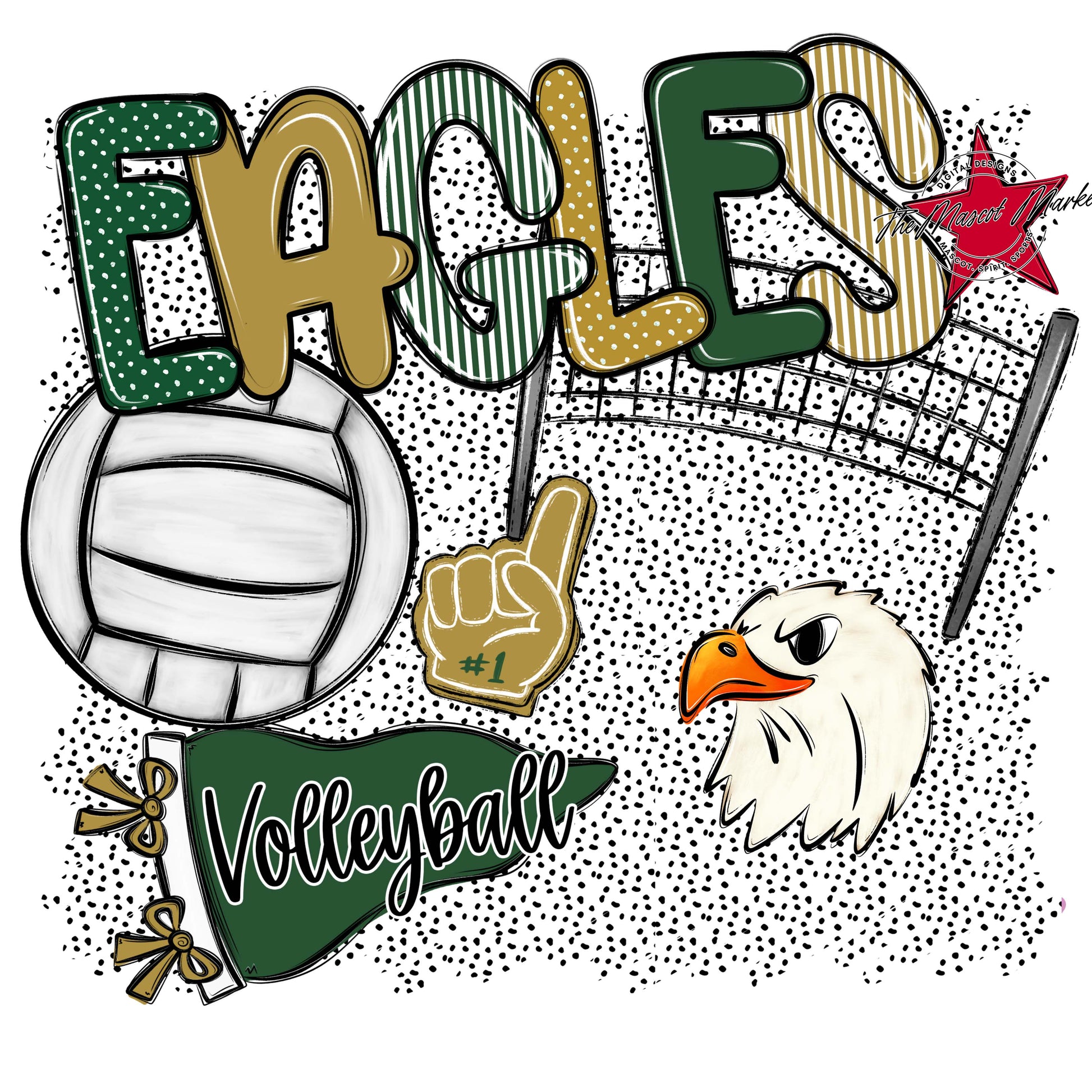Eagles Volleyball Spirit-Green & Gold
