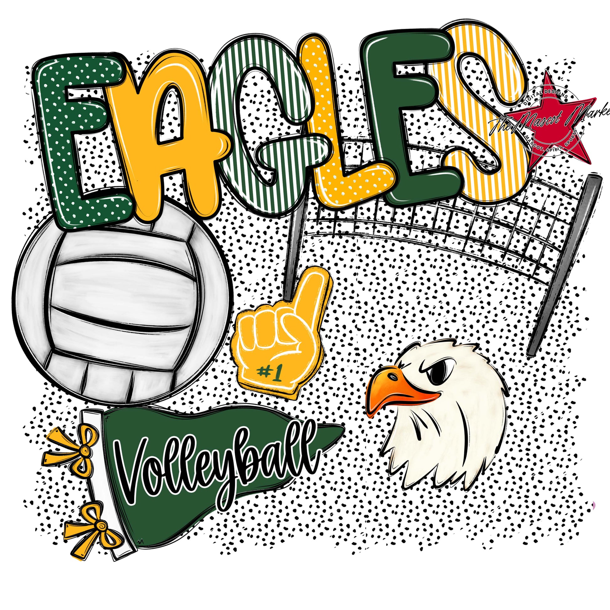 Eagles Volleyball Spirit-Green & Yellow