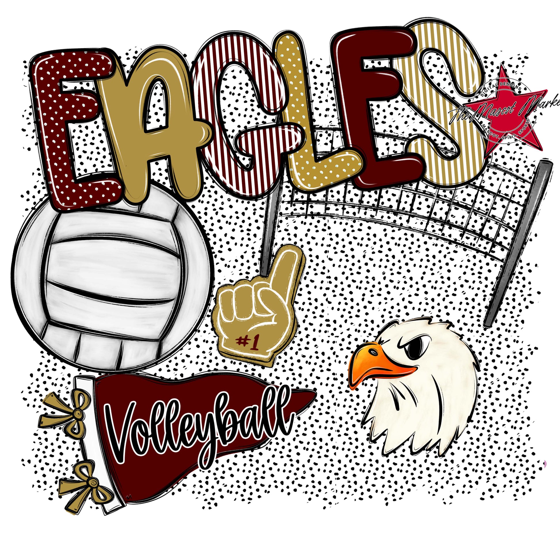 Eagles Volleyball Spirit-Maroon & Gold