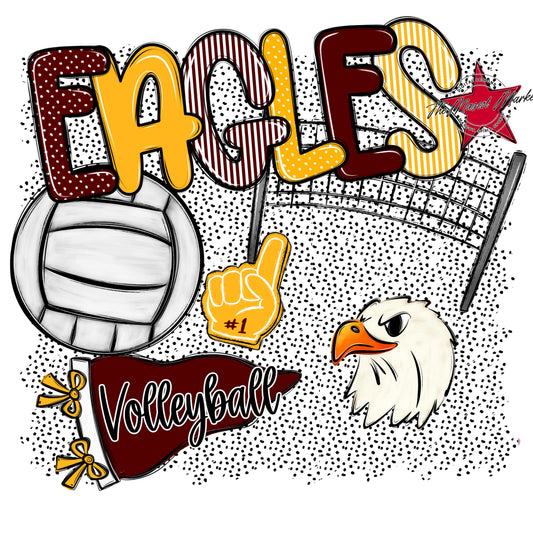 Eagles Volleyball Spirit-Maroon & Yellow