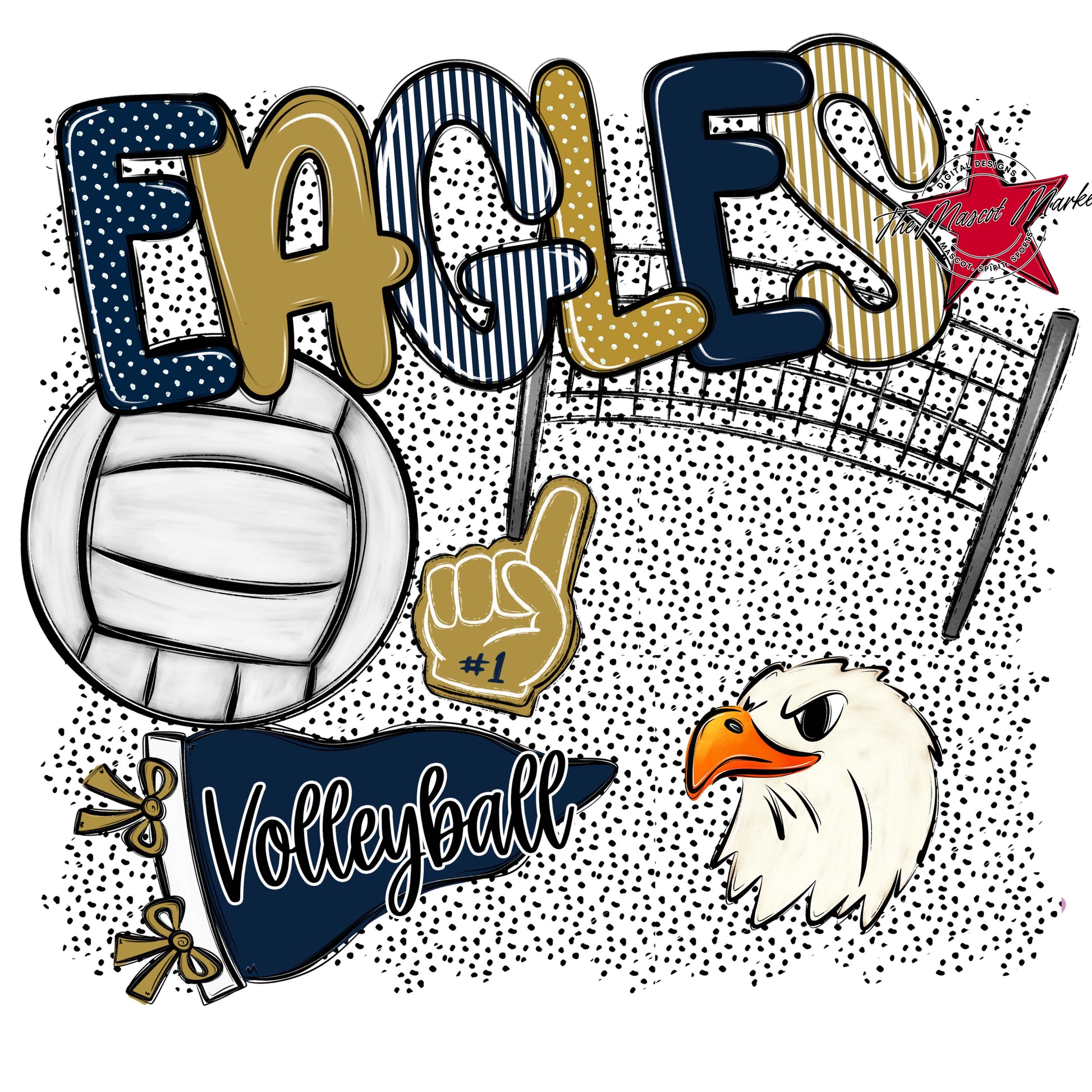 Eagles Volleyball Spirit-Navy & Gold
