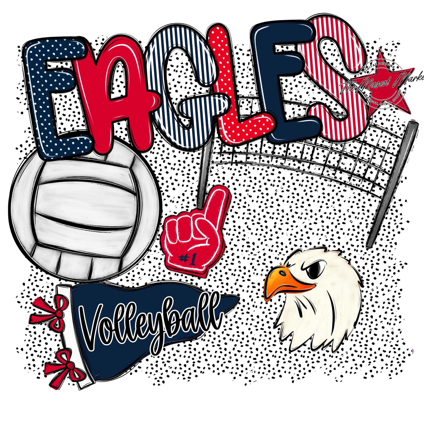 Eagles Volleyball Spirit-Navy & Red