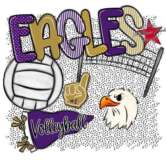 Eagles Volleyball Spirit-Purple & Gold