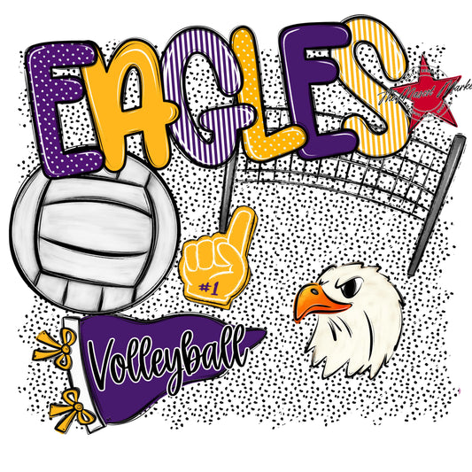 Eagles Volleyball Spirit-Purple & Yellow