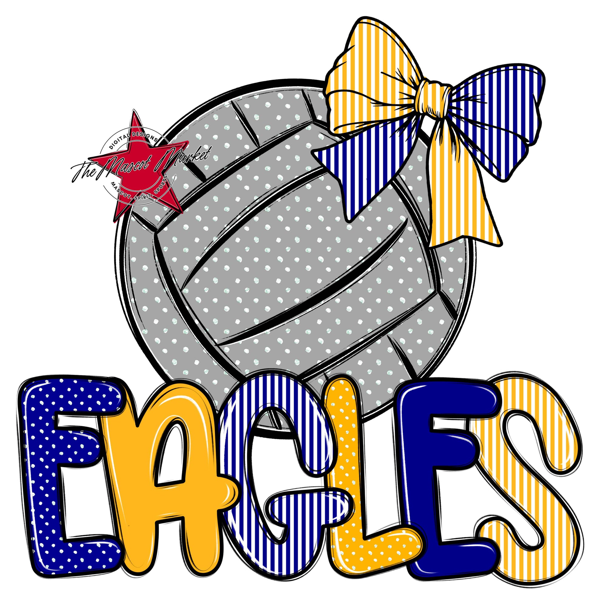 Eagles Volleyball Spirit Design-Blue & Yellow