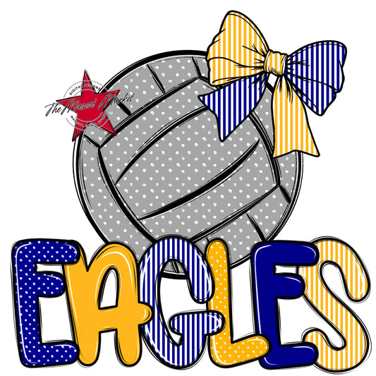Eagles Volleyball Spirit Design-Blue & Yellow