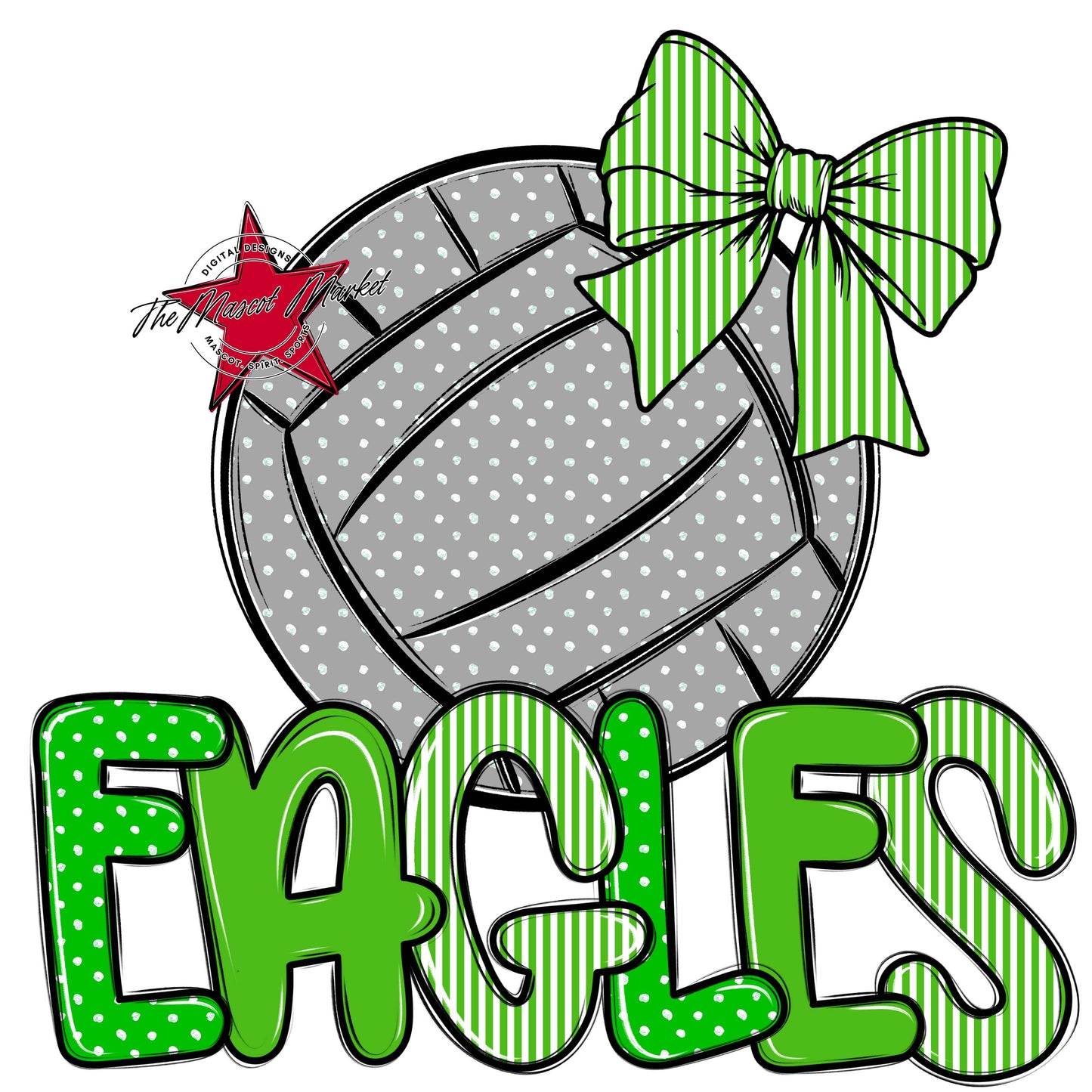 Eagles Volleyball Spirit Design-Bright Green