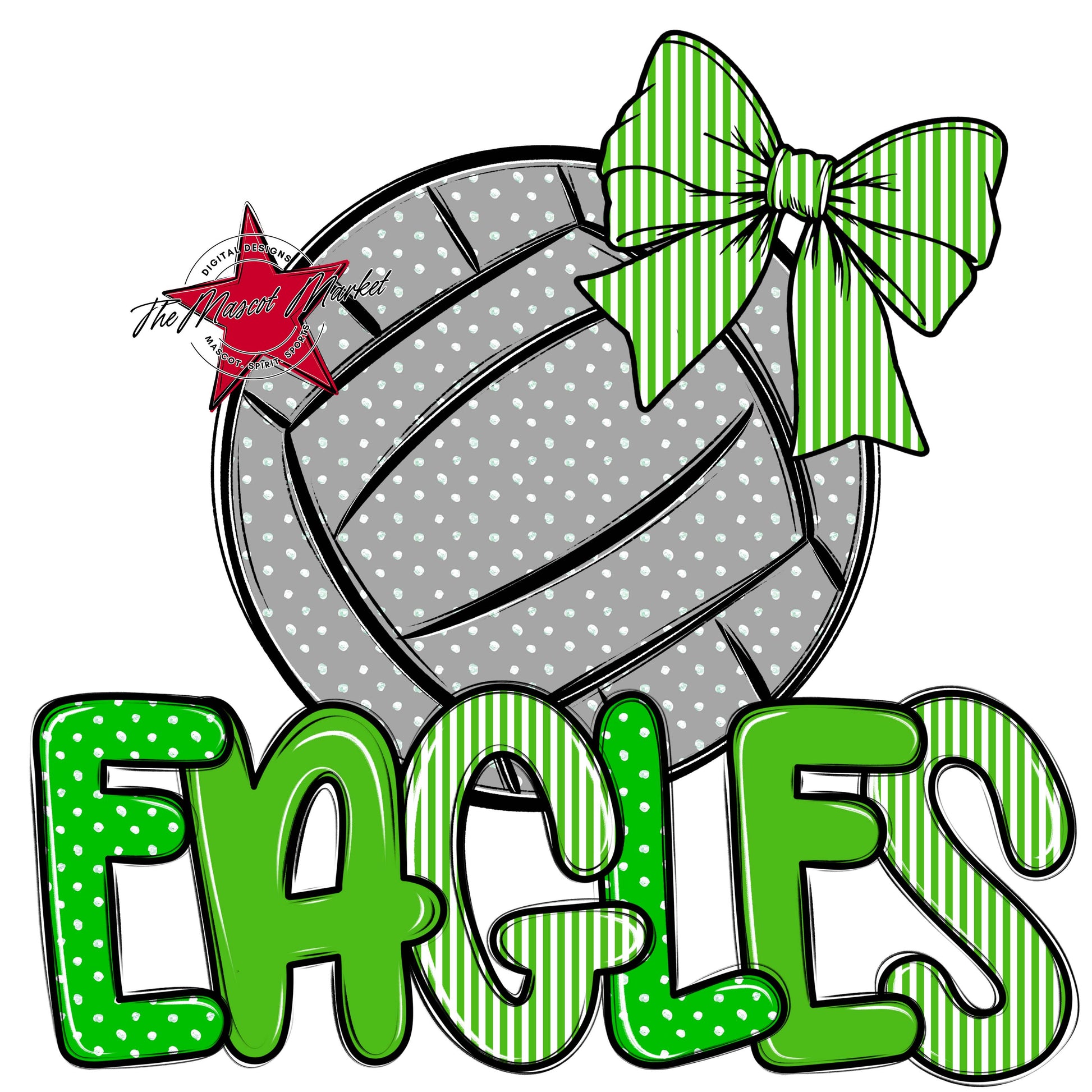 Eagles Volleyball Spirit Design-Bright Green