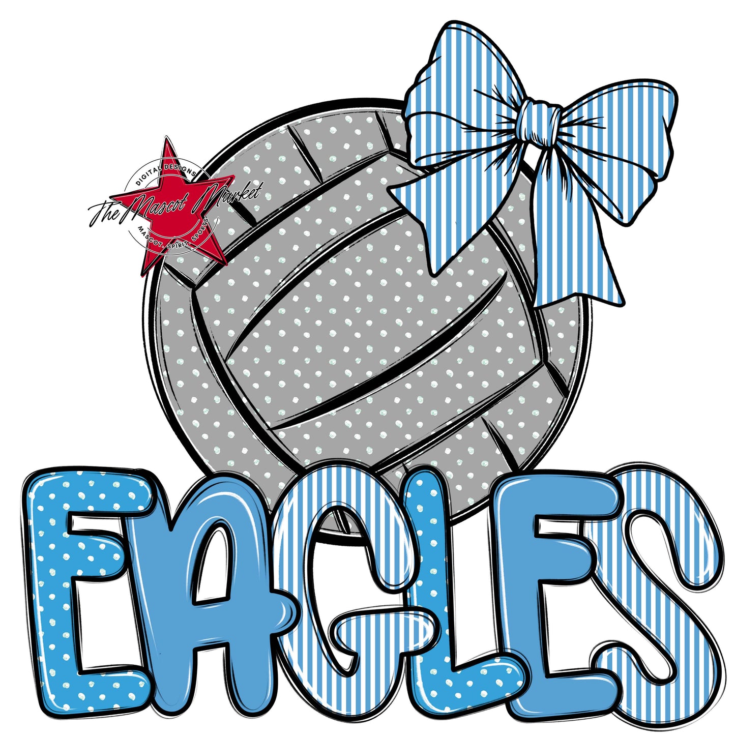 Eagles Volleyball Spirit Design-Carolina Blue