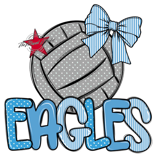 Eagles Volleyball Spirit Design-Carolina Blue