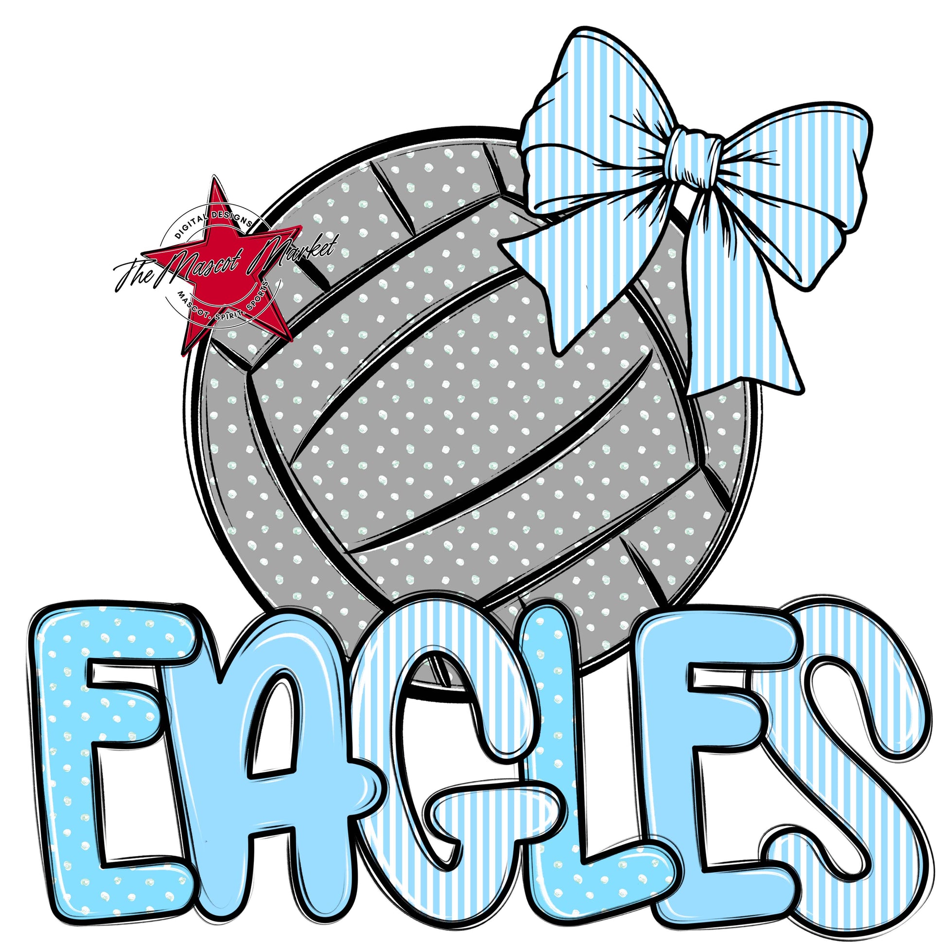 Eagles Volleyball Spirit Design-Columbia Blue