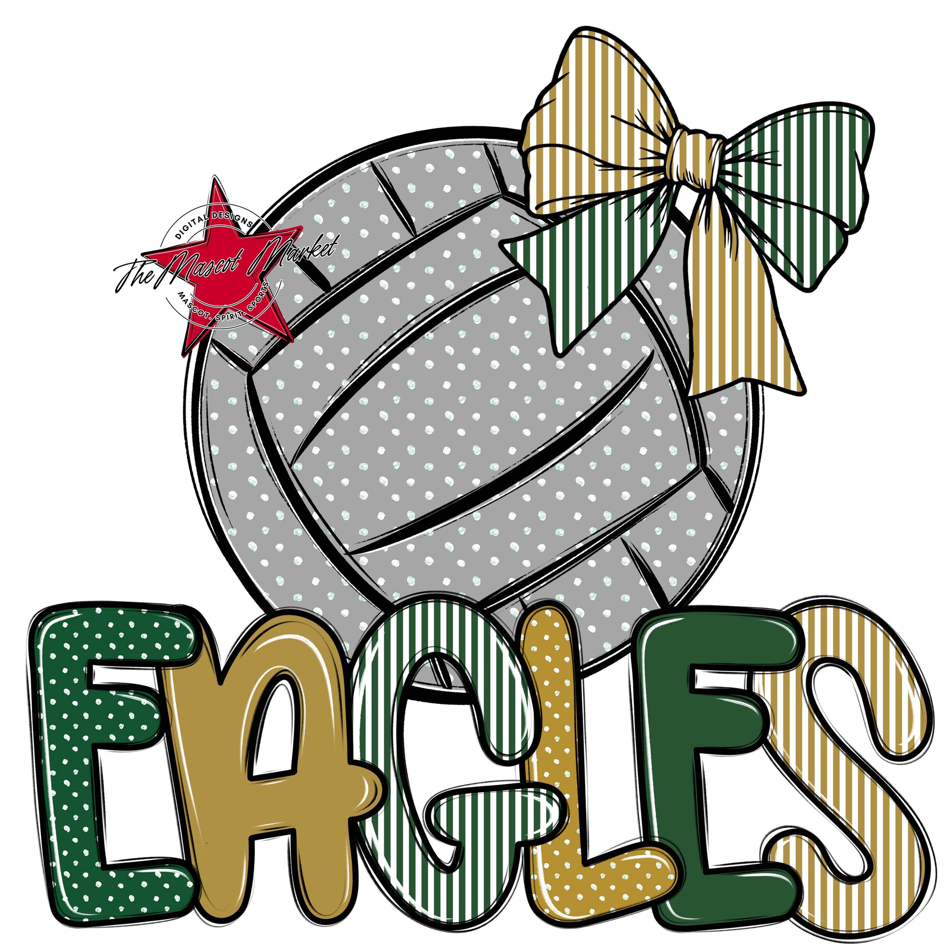 Eagles Volleyball Spirit Design-Green & Gold