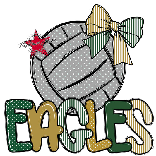 Eagles Volleyball Spirit Design-Green & Gold