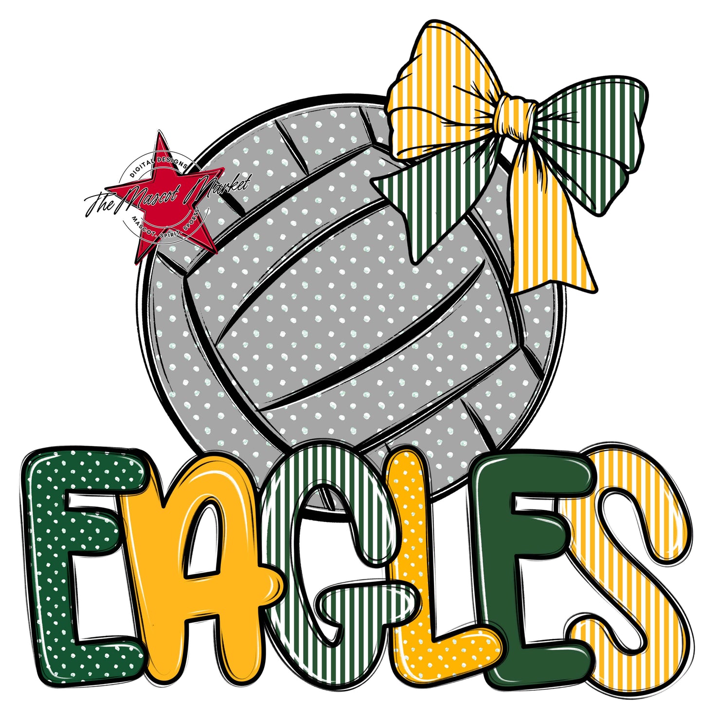 Eagles Volleyball Spirit Design-Green & Yellow