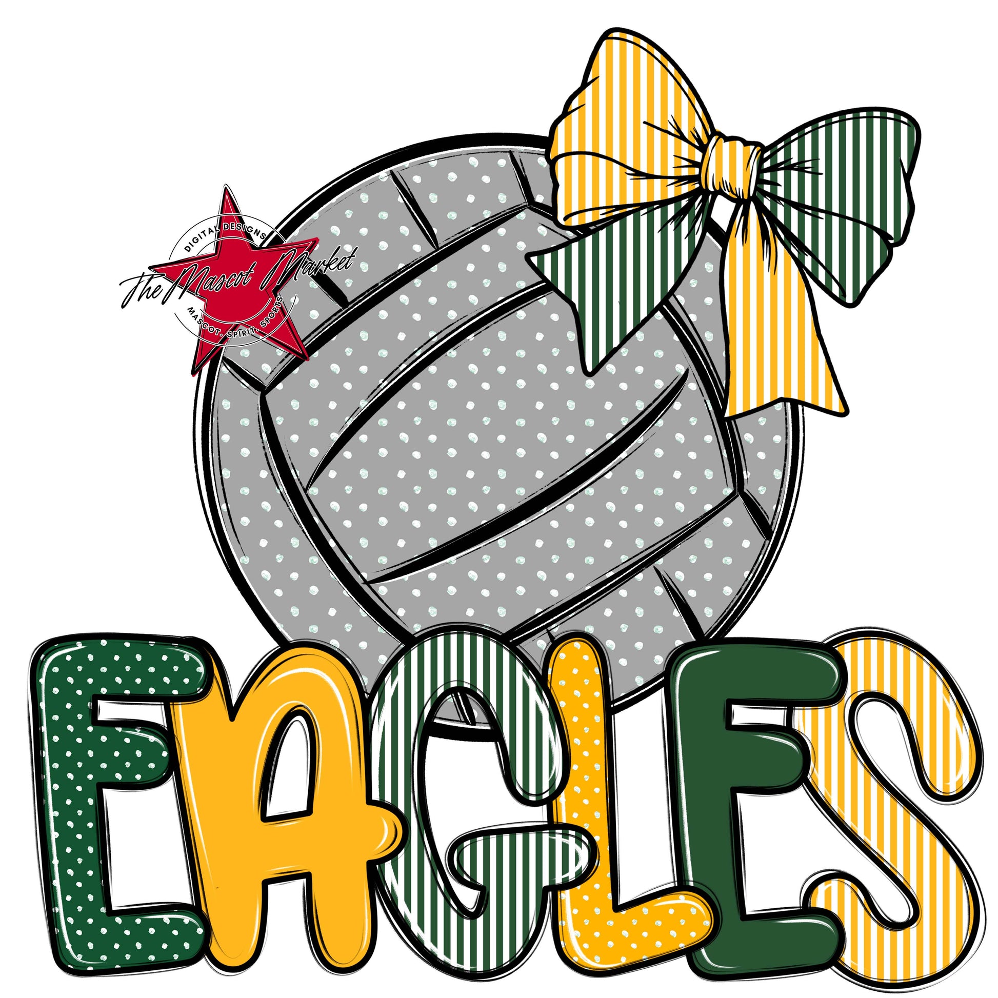Eagles Volleyball Spirit Design-Green & Yellow