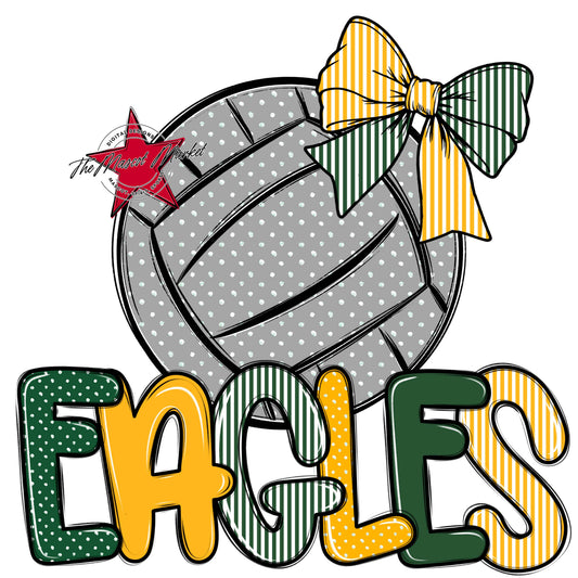 Eagles Volleyball Spirit Design-Green & Yellow