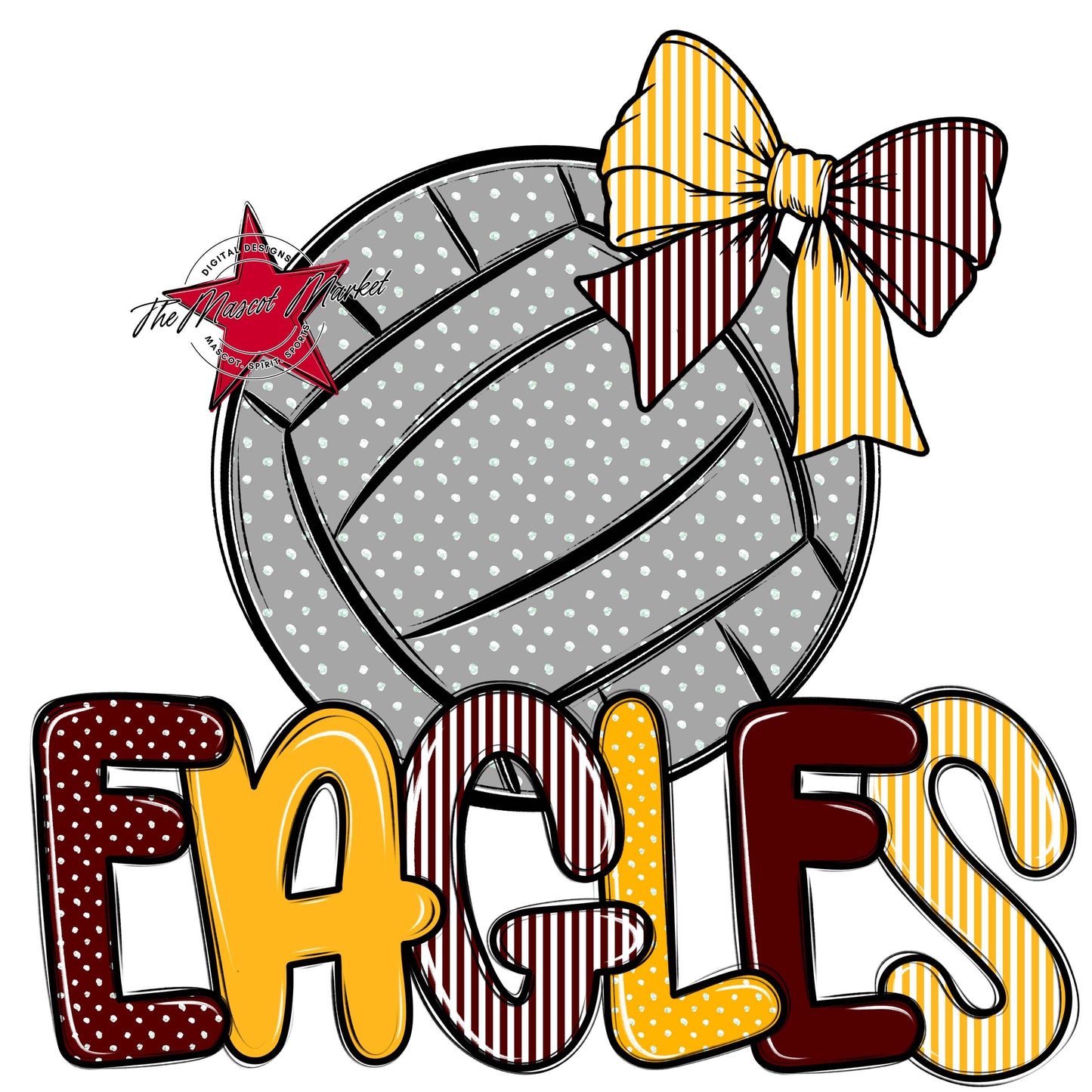 Eagles Volleyball Spirit Design-Maroon & Yellow
