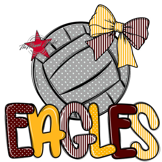 Eagles Volleyball Spirit Design-Maroon & Yellow