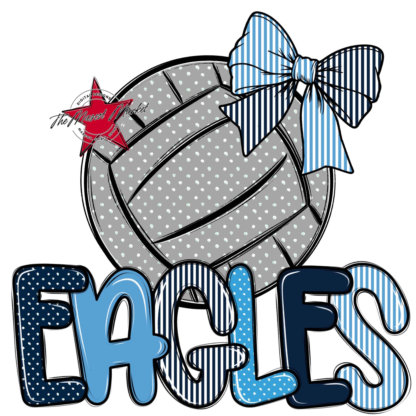 Eagles Volleyball Spirit Design-Navy & Carolina Blue